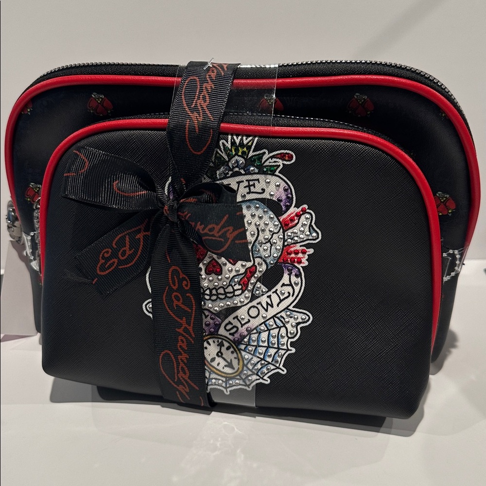 NWT Ed Hardy (2) piece Cosmetics bag Set.